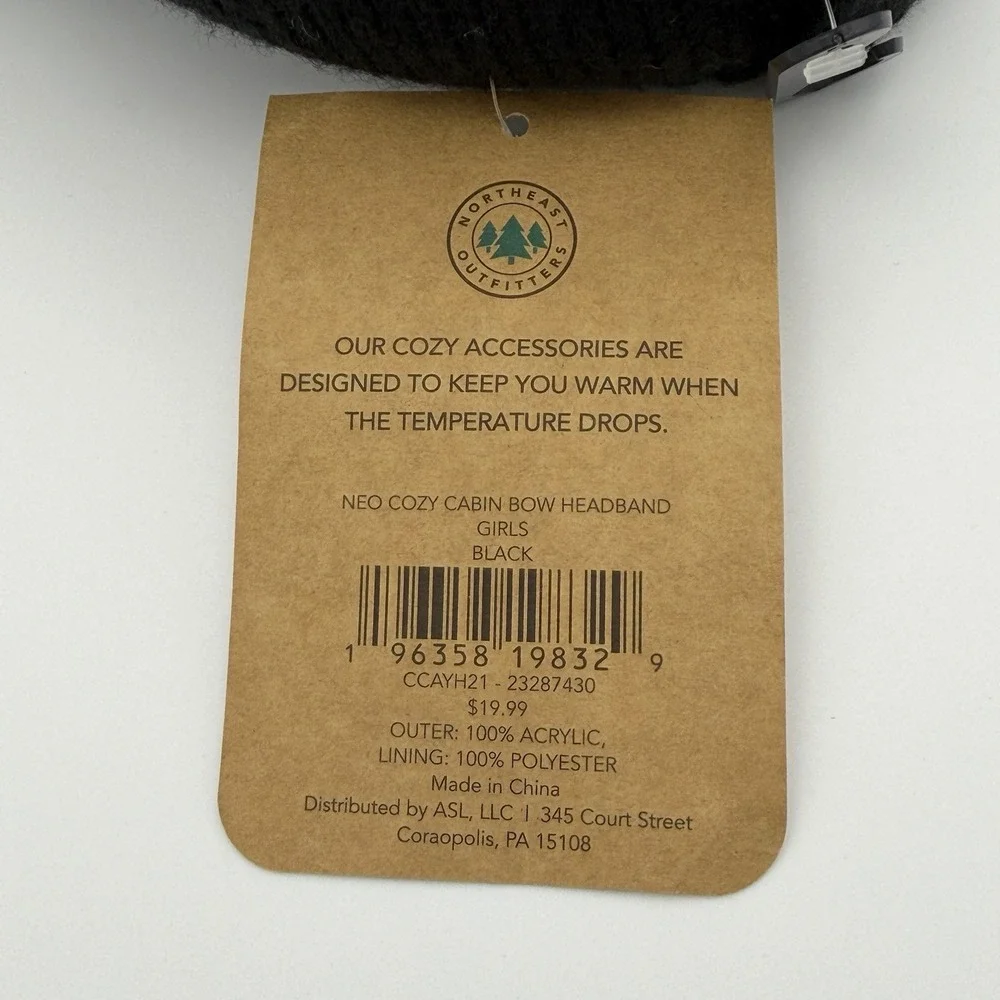 Northeast Outfitters Cozy Cabin Girls Bow Headband Black Winter Youth One Size